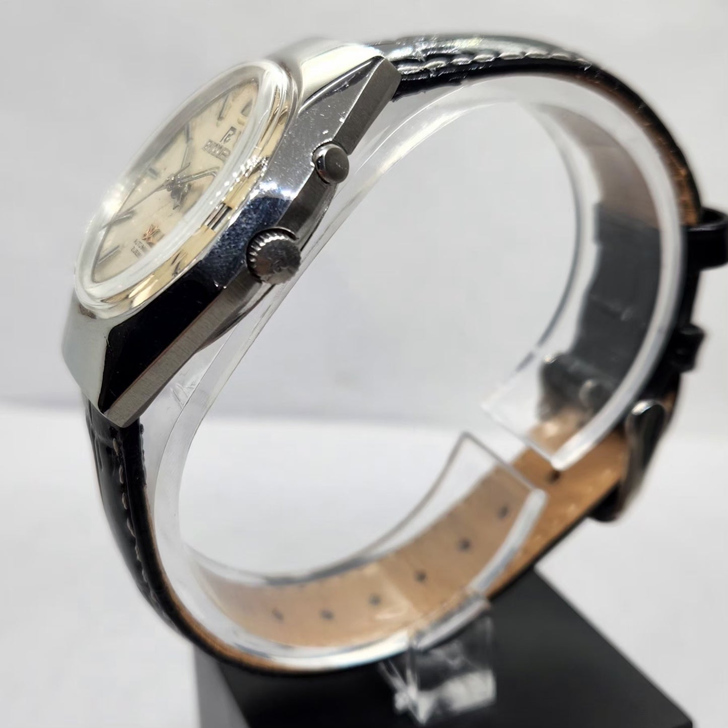 Vintage Ricoh R31 Automatic Silver Face New Strap 21 Jewels Day-Date Men's Wrist Watch R03