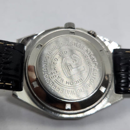 Vintage Ricoh R31 Automatic Silver Face New Strap 21 Jewels Day-Date Men's Wrist Watch R03