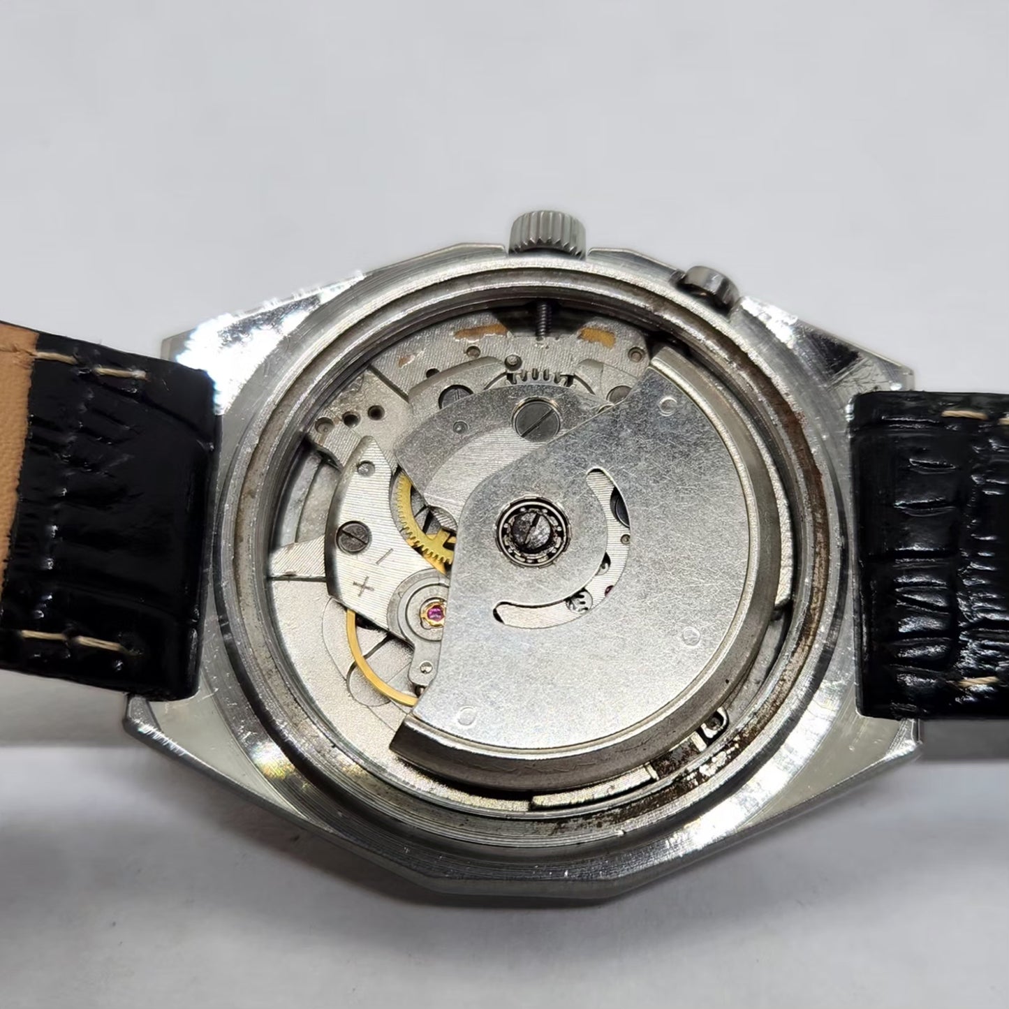 Vintage Ricoh R31 Automatic Silver Face New Strap 21 Jewels Day-Date Men's Wrist Watch R03