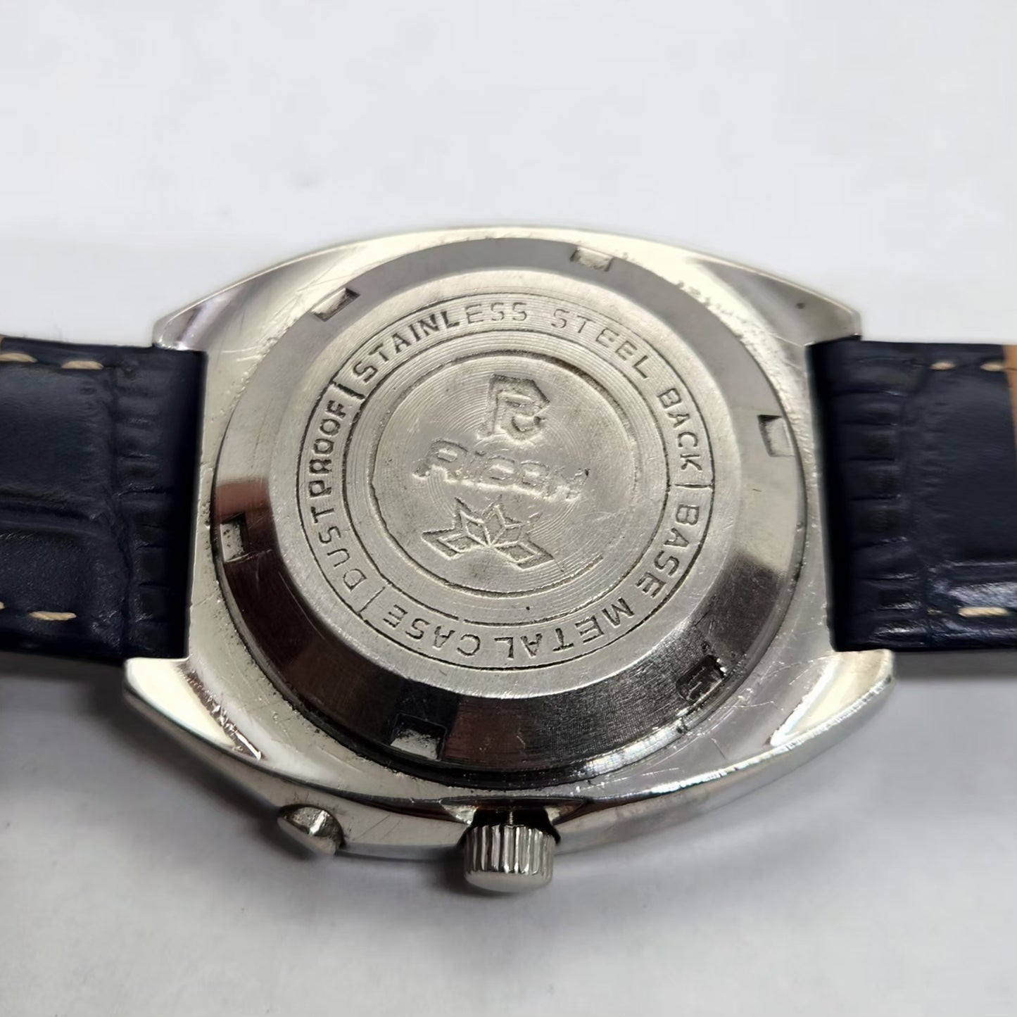 Vintage Ricoh R31 Automatic Blue Face New Strap 21 Jewels Day-Date Men's Wrist Watch R04