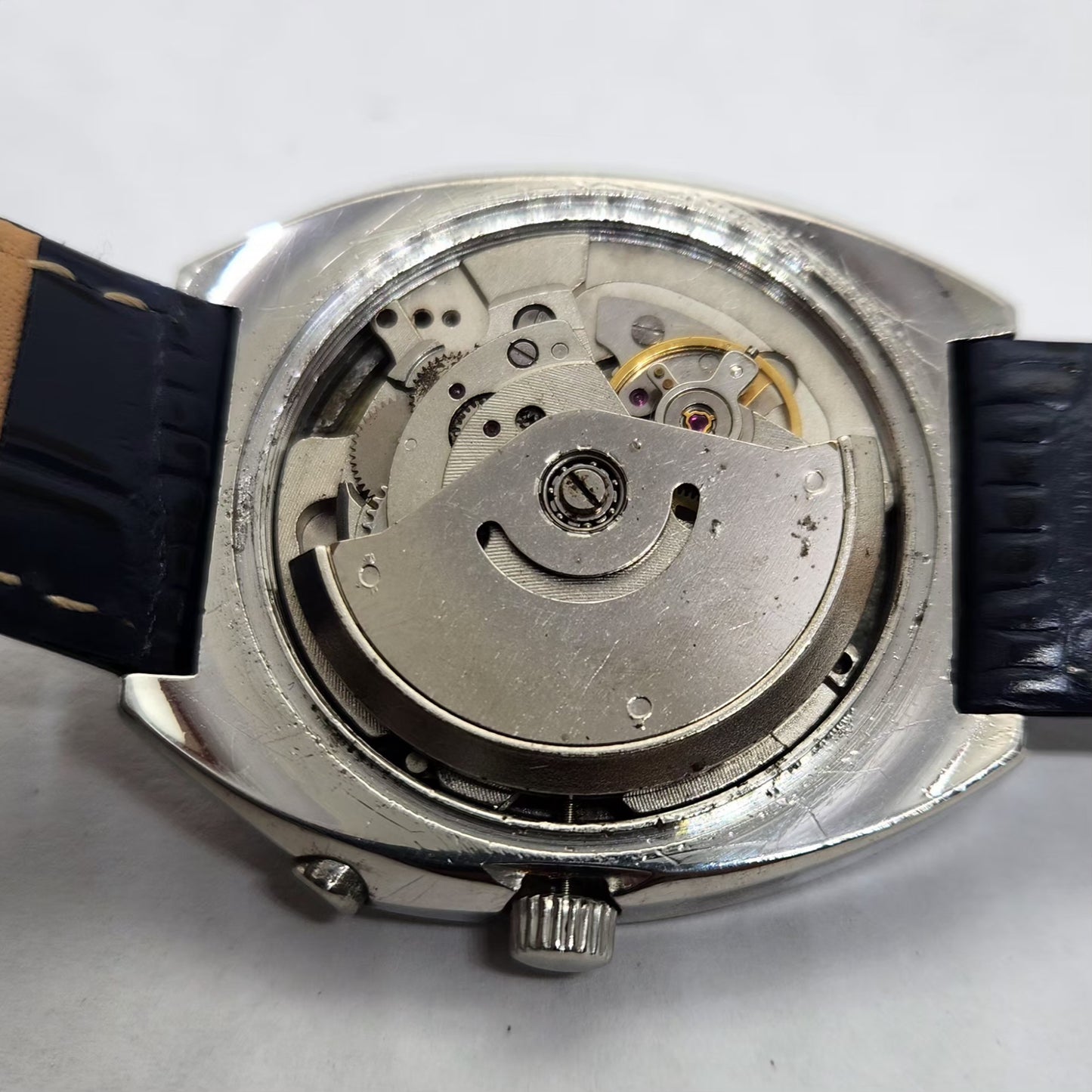 Vintage Ricoh R31 Automatic Blue Face New Strap 21 Jewels Day-Date Men's Wrist Watch R04