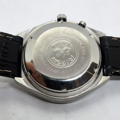 Vintage Ricoh R31 Automatic Black Face New Strap 21 Jewels Day-Date Men's Wrist Watch R07