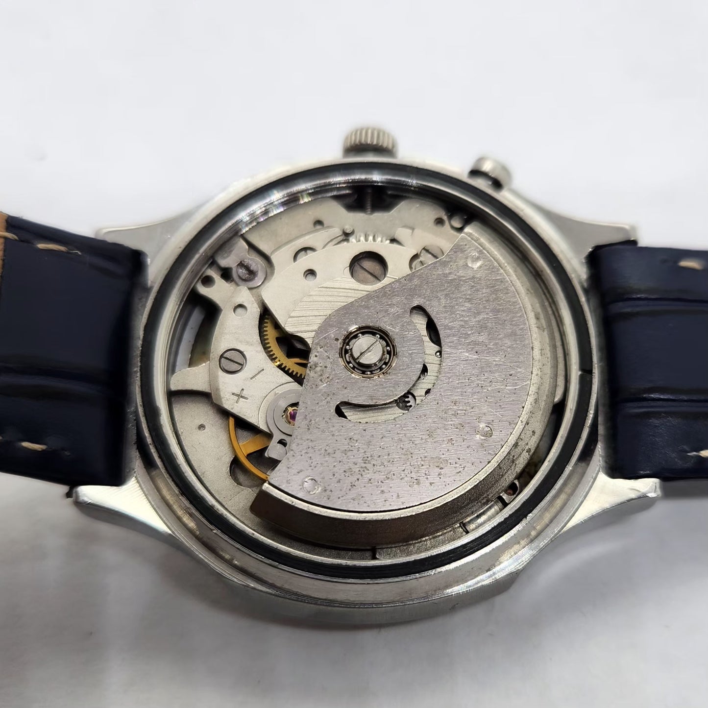 Vintage Ricoh R31 Automatic Blue Face New Strap 21 Jewels Day-Date Men's Wrist Watch R09