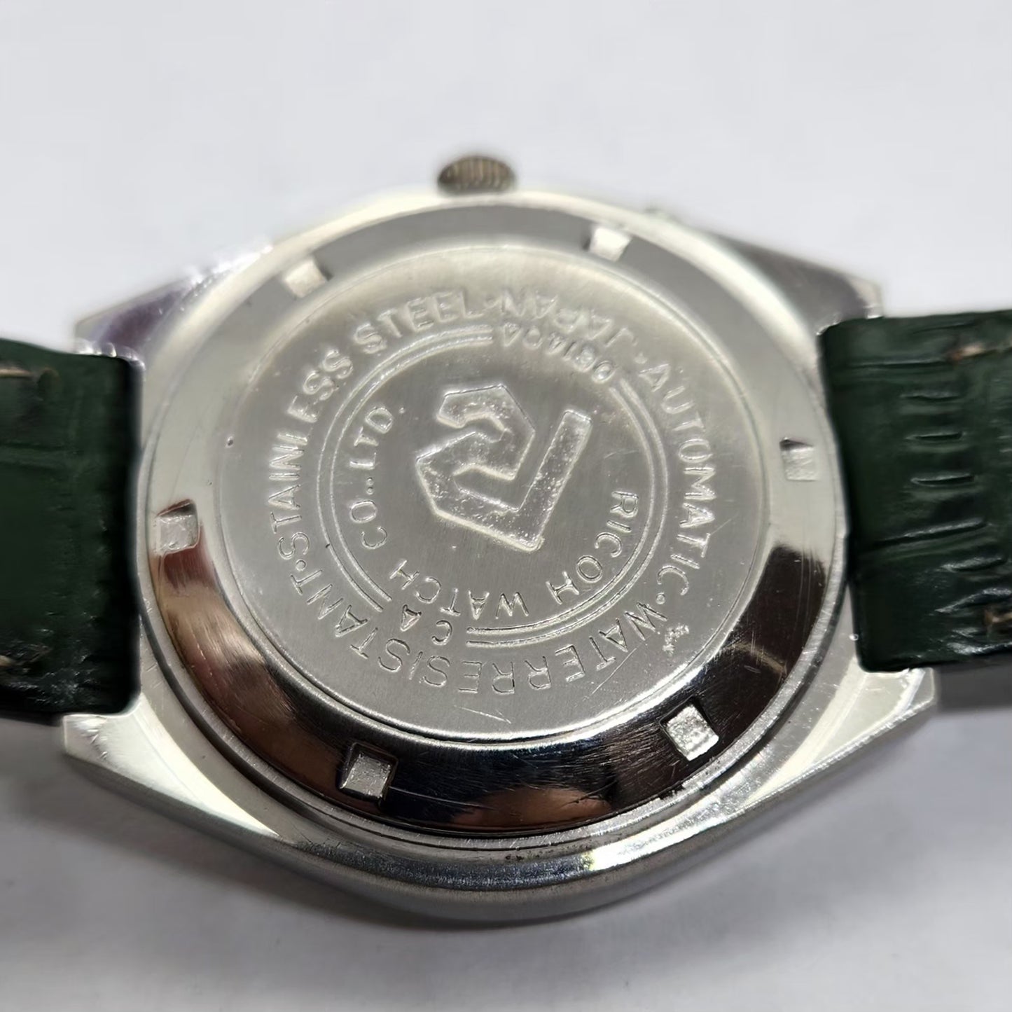 Vintage Ricoh R31 Automatic Green Face New Strap 21 Jewels Day-Date Men's Wrist Watch R11