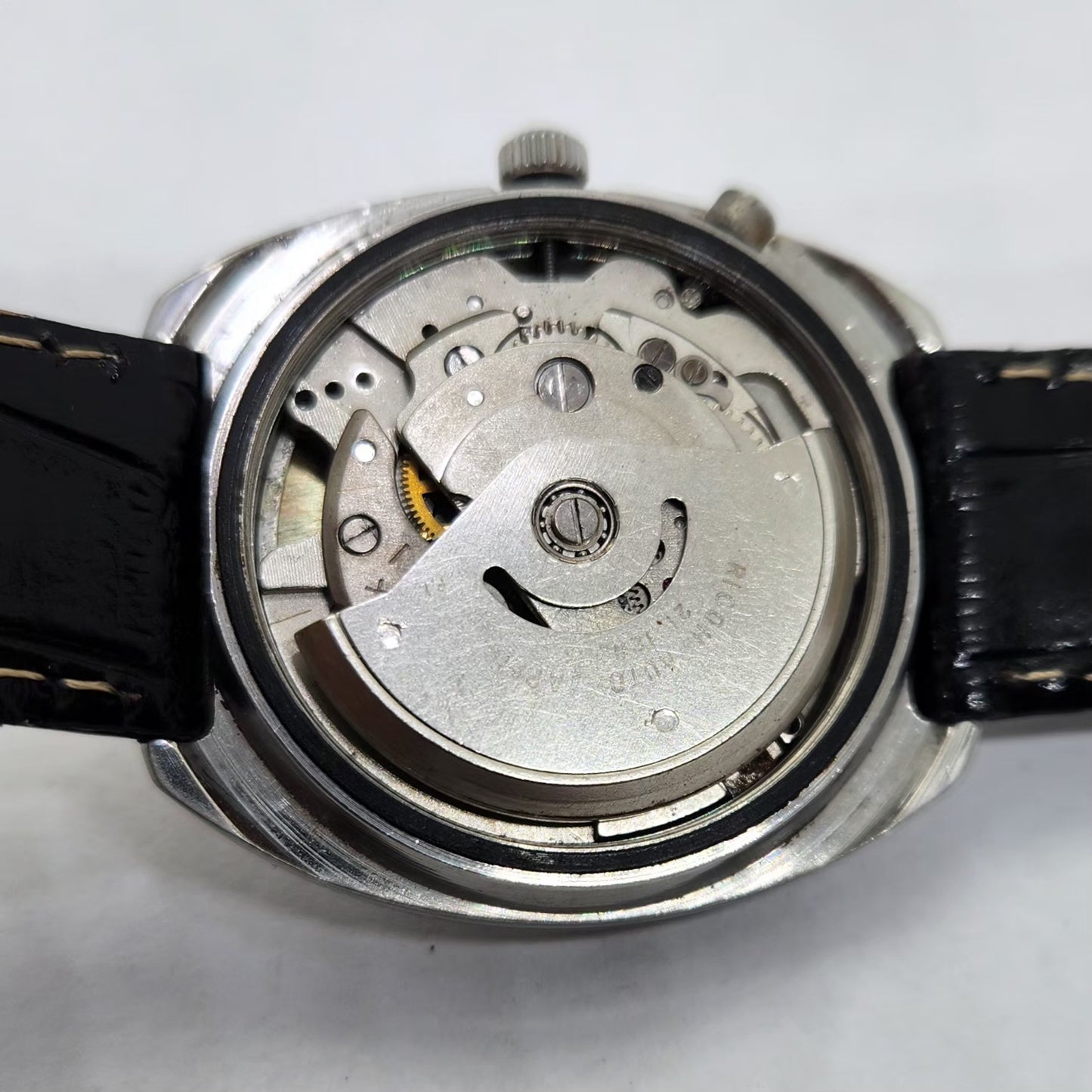 Vintage Ricoh R31 Automatic White Face New Strap 21 Jewels Day-Date Men's Wrist Watch R12