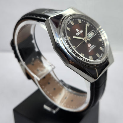 Vintage Ricoh R31 Automatic Brown Face New Strap 21 Jewels Day-Date Men's Wrist Watch R19