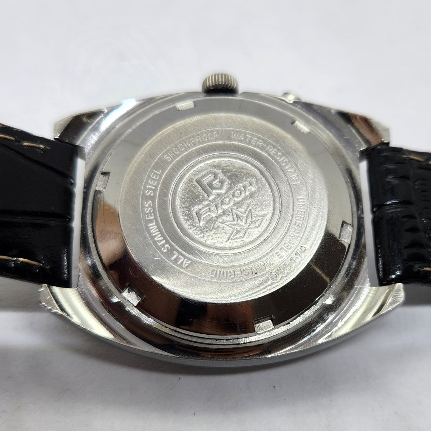 Vintage Ricoh R31 Automatic Black Face New Strap 21 Jewels Day-Date Men's Wrist Watch R20