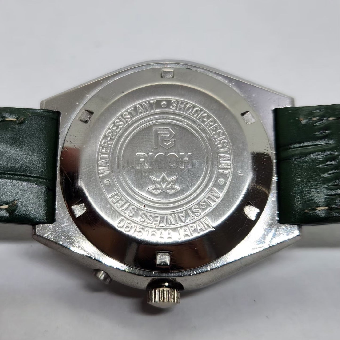 Vintage Ricoh R31 Automatic Green Face New Strap 21 Jewels Day-Date Men's Wrist Watch R21