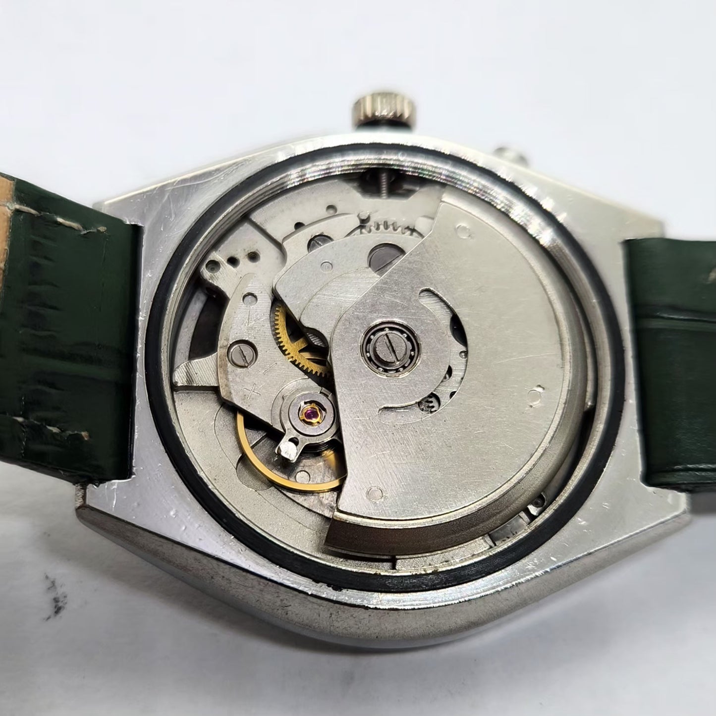 Vintage Ricoh R31 Automatic Green Face New Strap 21 Jewels Day-Date Men's Wrist Watch R21