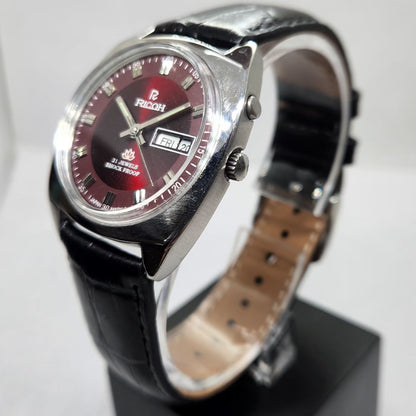 Vintage Ricoh R31 Automatic Red Face New Strap 21 Jewels Day-Date Men's Wrist Watch R23