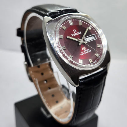 Vintage Ricoh R31 Automatic Red Face New Strap 21 Jewels Day-Date Men's Wrist Watch R23
