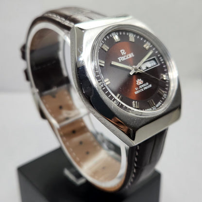 Vintage Ricoh R31 Automatic Brown Face New Strap 21 Jewels Day-Date Men's Wrist Watch R24