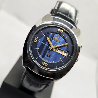 Vintage Ricoh R31 Automatic Blue Face New Strap 21 Jewels Day-Date Men's Wrist Watch R27