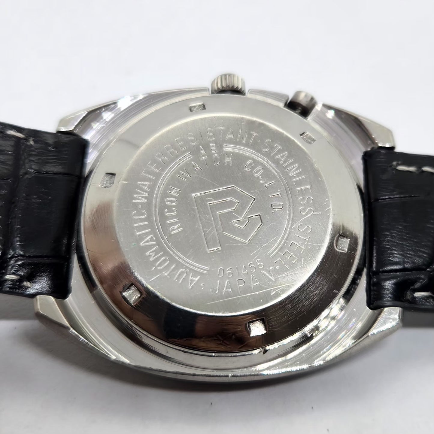 Vintage Ricoh R31 Automatic Blue Face New Strap 21 Jewels Day-Date Men's Wrist Watch R27