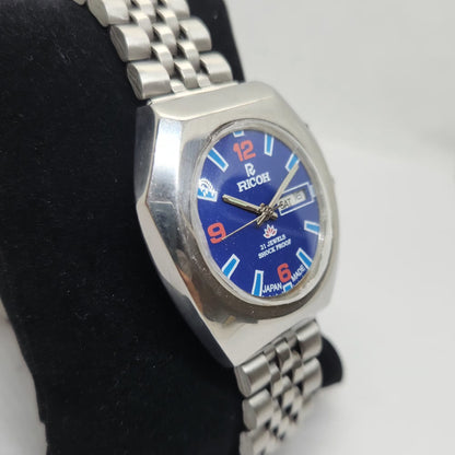 Vintage Ricoh R31 Blue Face Automatic 21 Jewels Jubliee Bracelet Men's Wrist Watch R30