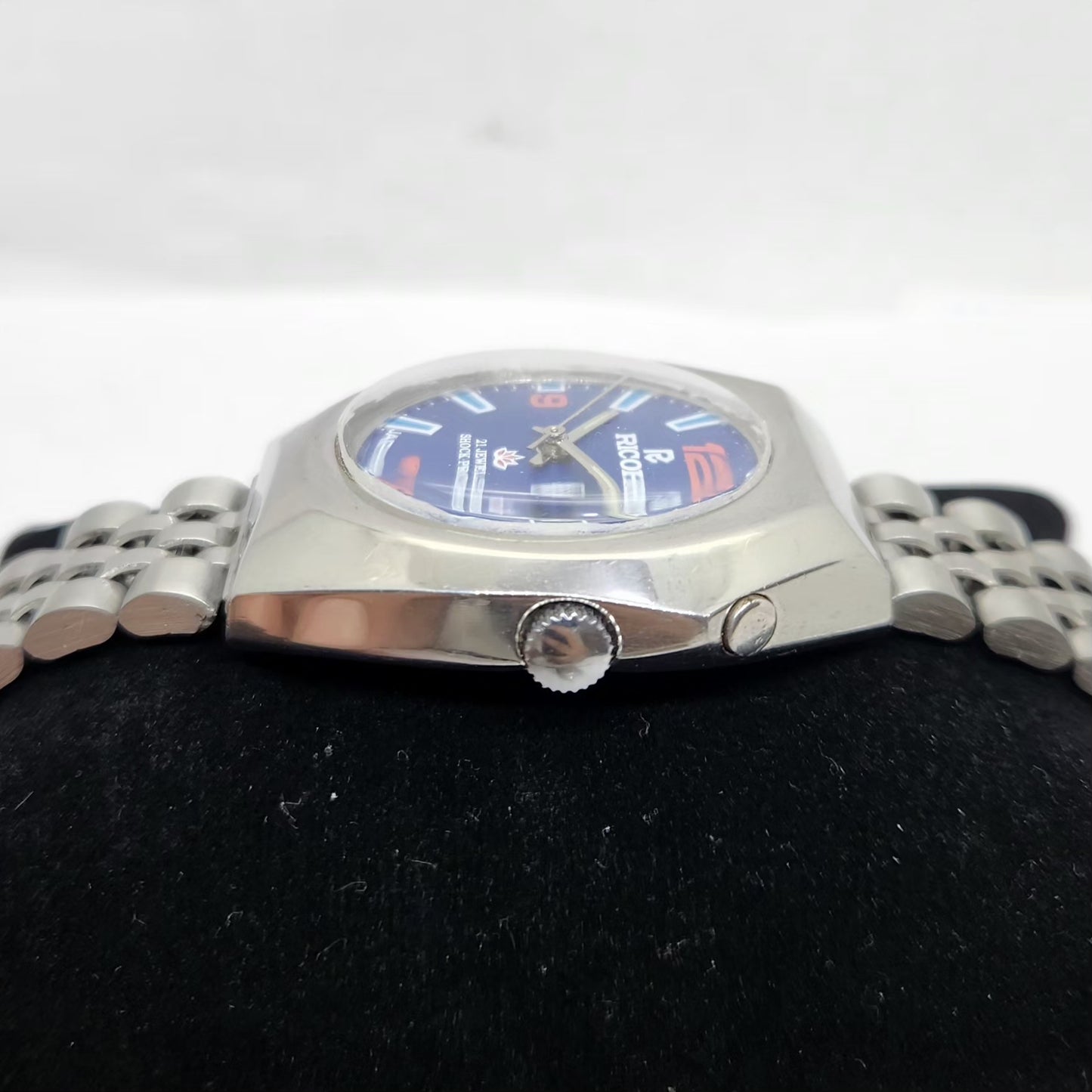 Vintage Ricoh R31 Blue Face Automatic 21 Jewels Jubliee Bracelet Men's Wrist Watch R30