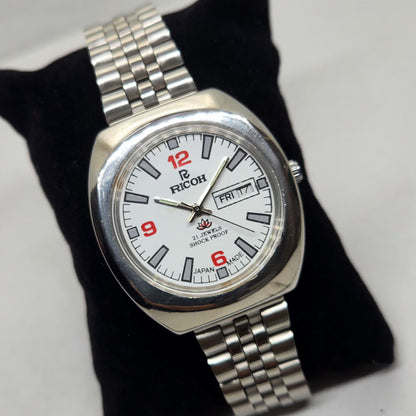 Vintage Ricoh R31 White Face Automatic 21 Jewels Jubliee Bracelet Men's Wrist Watch R31
