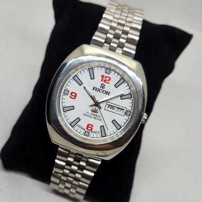 Vintage Ricoh R31 White Face Automatic 21 Jewels Jubliee Bracelet Men's Wrist Watch R31