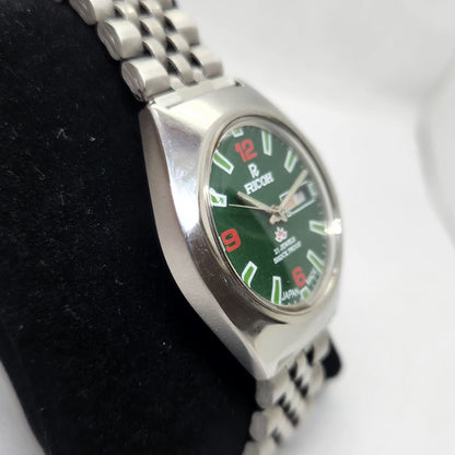 Vintage Ricoh R31 Green Face Automatic 21 Jewels Jubliee Bracelet Men's Wrist Watch R32