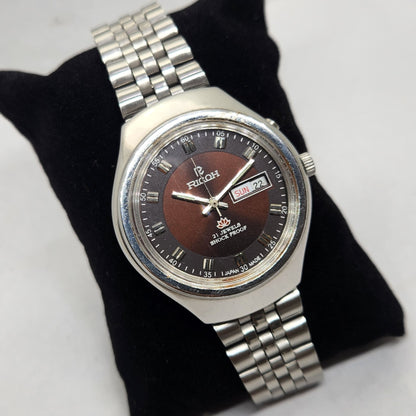 Vintage Ricoh R31 Brown Face Automatic 21 Jewels Jubliee Bracelet Men's Wrist Watch R34