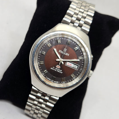Vintage Ricoh R31 Brown Face Automatic 21 Jewels Jubliee Bracelet Men's Wrist Watch R34