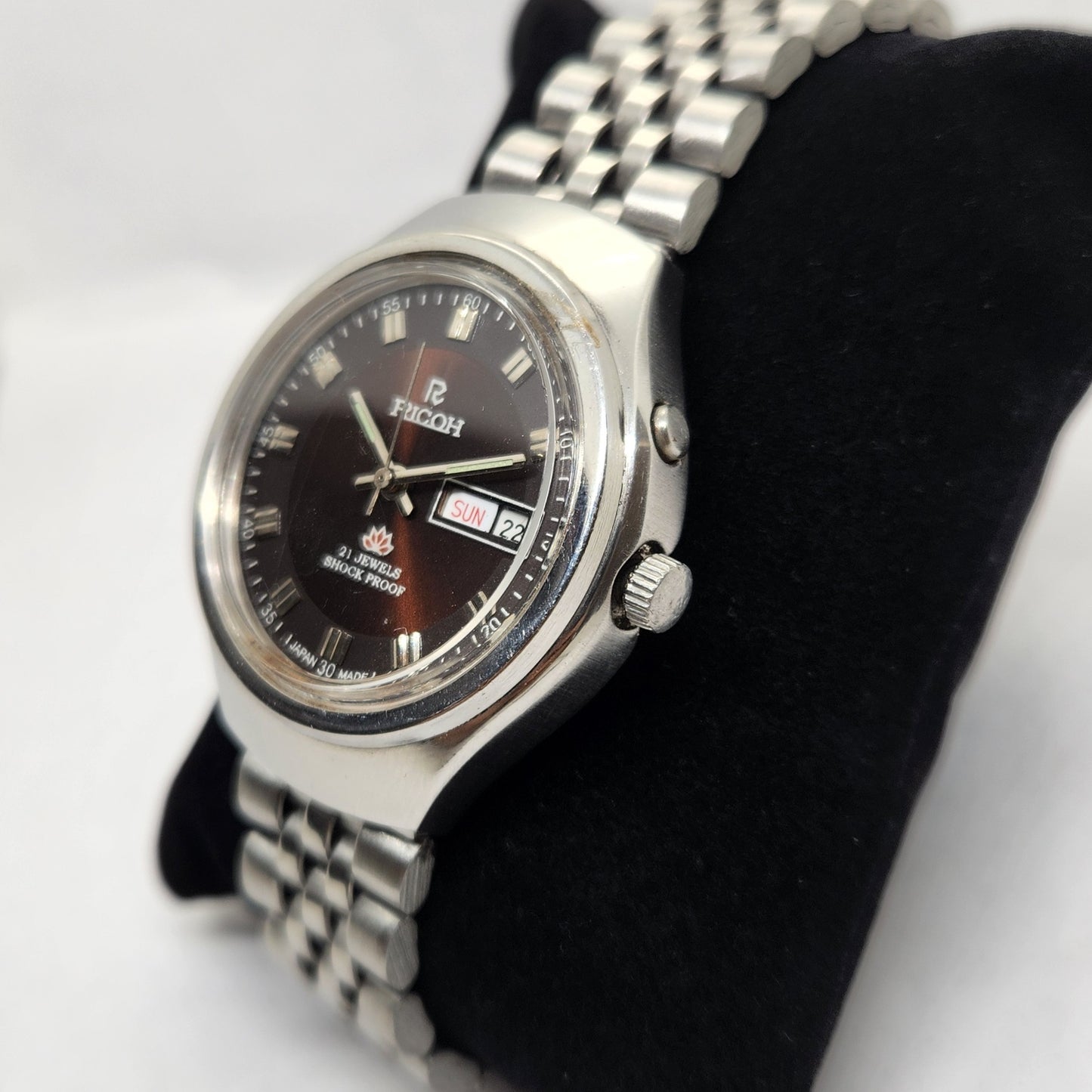 Vintage Ricoh R31 Brown Face Automatic 21 Jewels Jubliee Bracelet Men's Wrist Watch R34