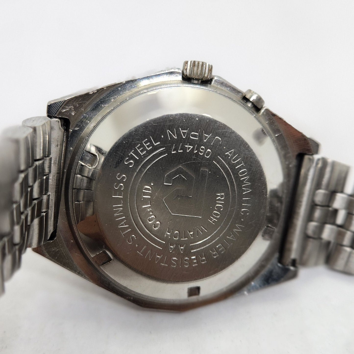 Vintage Ricoh R31 Black Face Automatic 21 Jewels Jubliee Bracelet Men's Wrist Watch R35