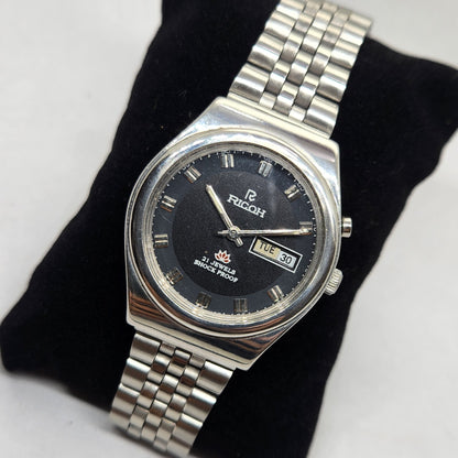 Vintage Ricoh R31 Black Face Automatic 21 Jewels Jubliee Bracelet Men's Wrist Watch R36