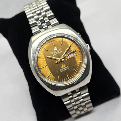 Vintage Ricoh R31 Gold Face Automatic 21 Jewels Jubliee Bracelet Men's Wrist Watch R38