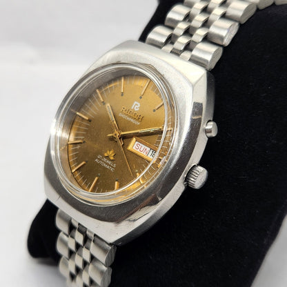 Vintage Ricoh R31 Gold Face Automatic 21 Jewels Jubliee Bracelet Men's Wrist Watch R38
