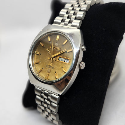Vintage Ricoh R31 Gold Face Automatic 21 Jewels Jubliee Bracelet Men's Wrist Watch R40