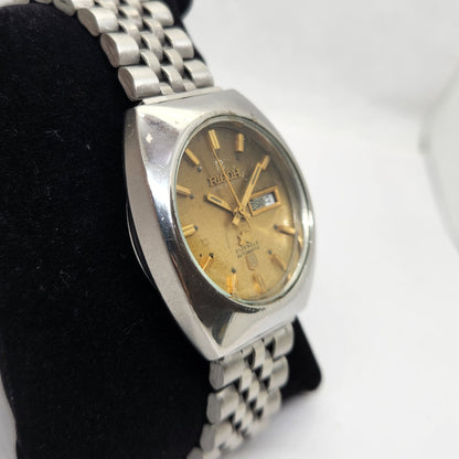 Vintage Ricoh R31 Gold Face Automatic 21 Jewels Jubliee Bracelet Men's Wrist Watch R40