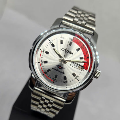 Vintage Mod Citizen 8200 Automatic Silver Face 37MM Case Day-Date Men's Wrist Watch CT130