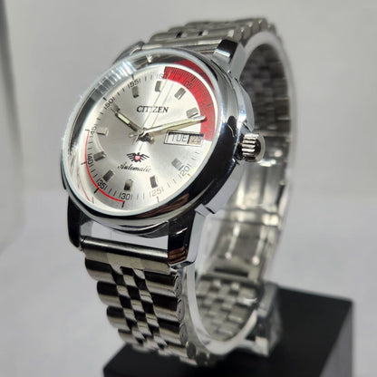Vintage Mod Citizen 8200 Automatic Silver Face 37MM Case Day-Date Men's Wrist Watch CT130