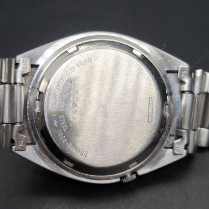 Vintage 1976 Original Seiko 5 Automatic 7009-3041 Black Face 17 Jewels Day-Date Japanese Men's Wrist Watch VS07