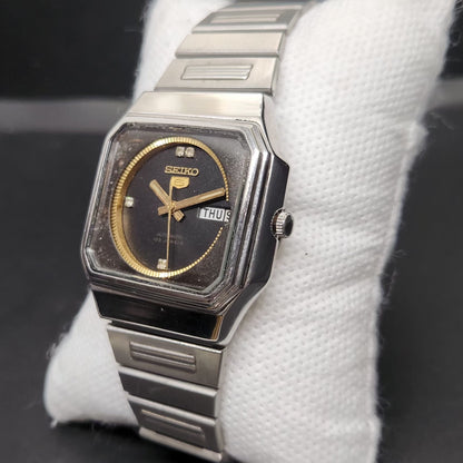 Vintage 1979 Original Seiko 5 Automatic 6319-6020 Black Face 21 Jewels Day-Date Japanese Men's Wrist Watch VS08