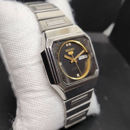 Vintage 1979 Original Seiko 5 Automatic 6319-6020 Black Face 21 Jewels Day-Date Japanese Men's Wrist Watch VS08