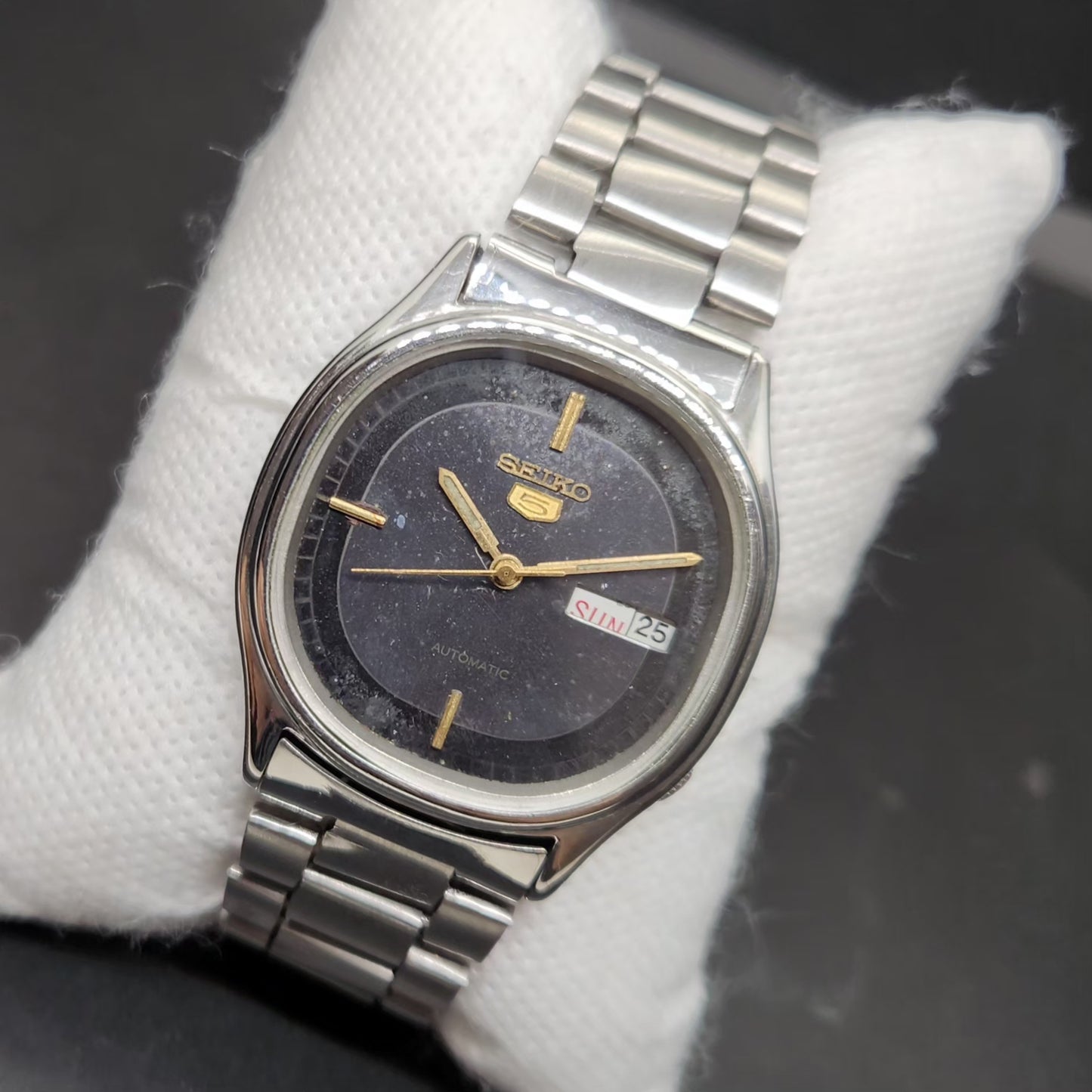 Vintage 1983 Original Seiko 5 Automatic 6309-610A Black Face 17 Jewels Day-Date Japanese Men's Wrist Watch VS10