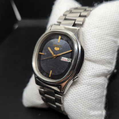 Vintage 1983 Original Seiko 5 Automatic 6309-610A Black Face 17 Jewels Day-Date Japanese Men's Wrist Watch VS10