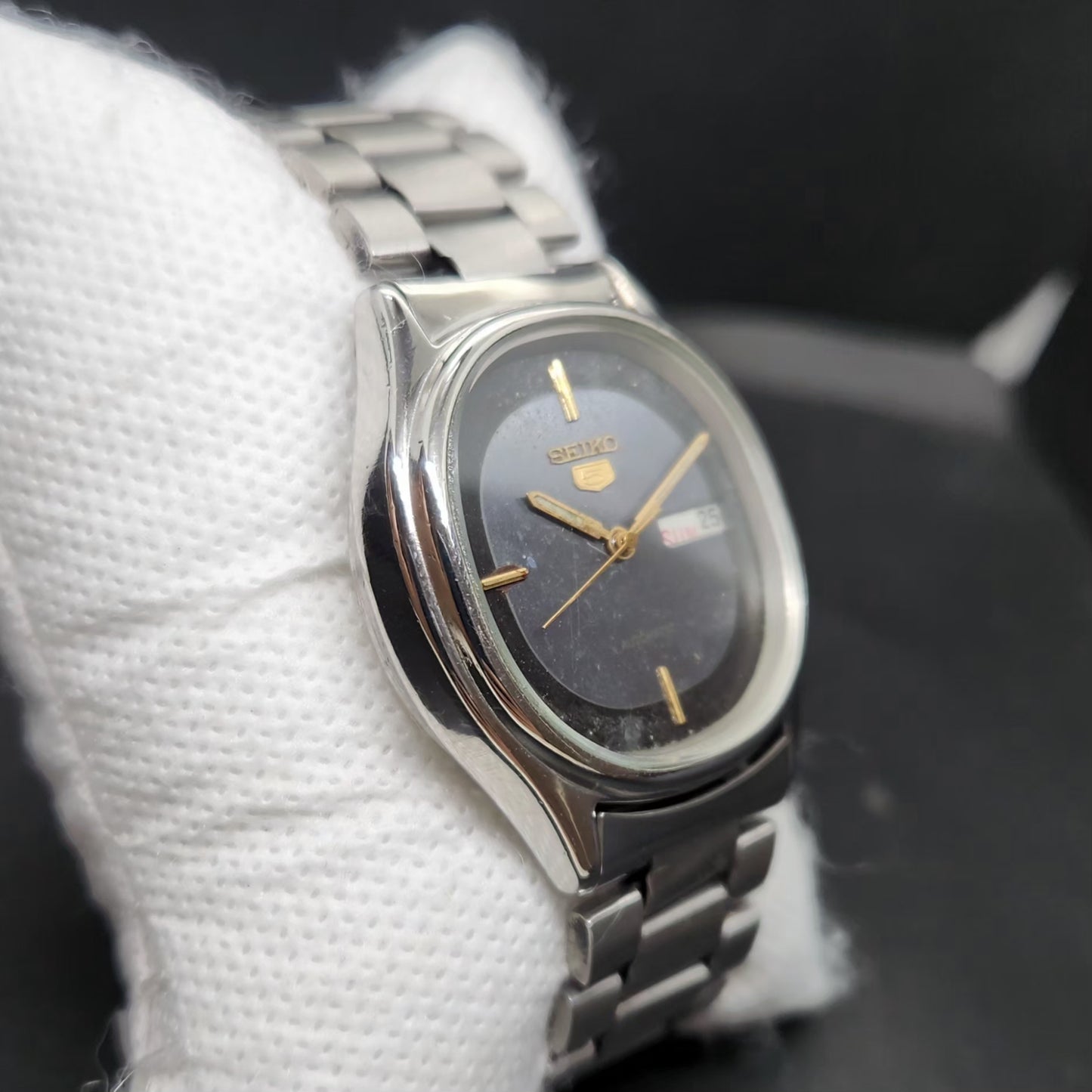 Vintage 1983 Original Seiko 5 Automatic 6309-610A Black Face 17 Jewels Day-Date Japanese Men's Wrist Watch VS10