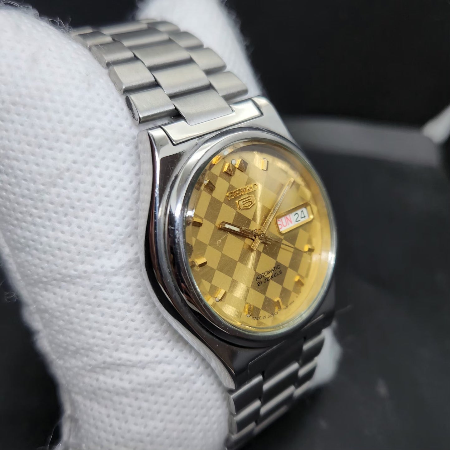 Vintage 1999 Original Seiko 5 Automatic 7s26-3170 Gold Face 21 Jewels Day-Date Japanese Men's Wrist Watch VS11