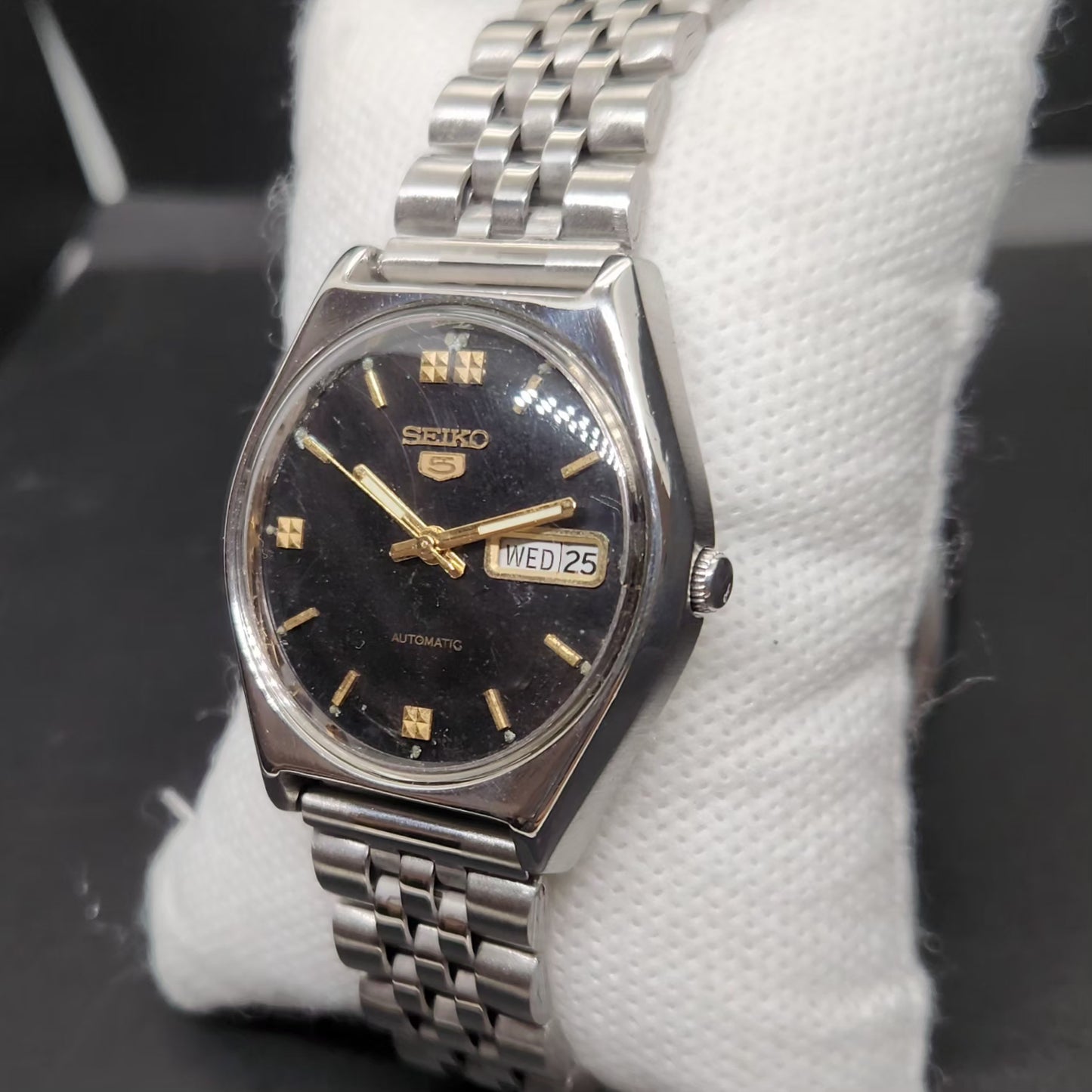 Vintage 1984 Original Seiko 5 Automatic 6309-8890 Black Face 17 Jewels Day-Date Japanese Men's Wrist Watch VS13