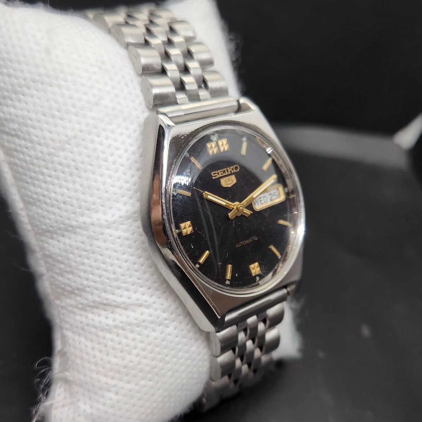 Vintage 1984 Original Seiko 5 Automatic 6309-8890 Black Face 17 Jewels Day-Date Japanese Men's Wrist Watch VS13