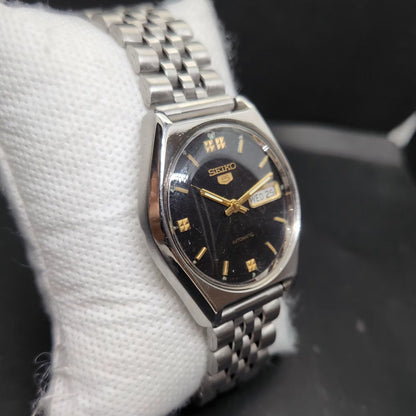 Vintage 1984 Original Seiko 5 Automatic 6309-8890 Black Face 17 Jewels Day-Date Japanese Men's Wrist Watch VS13