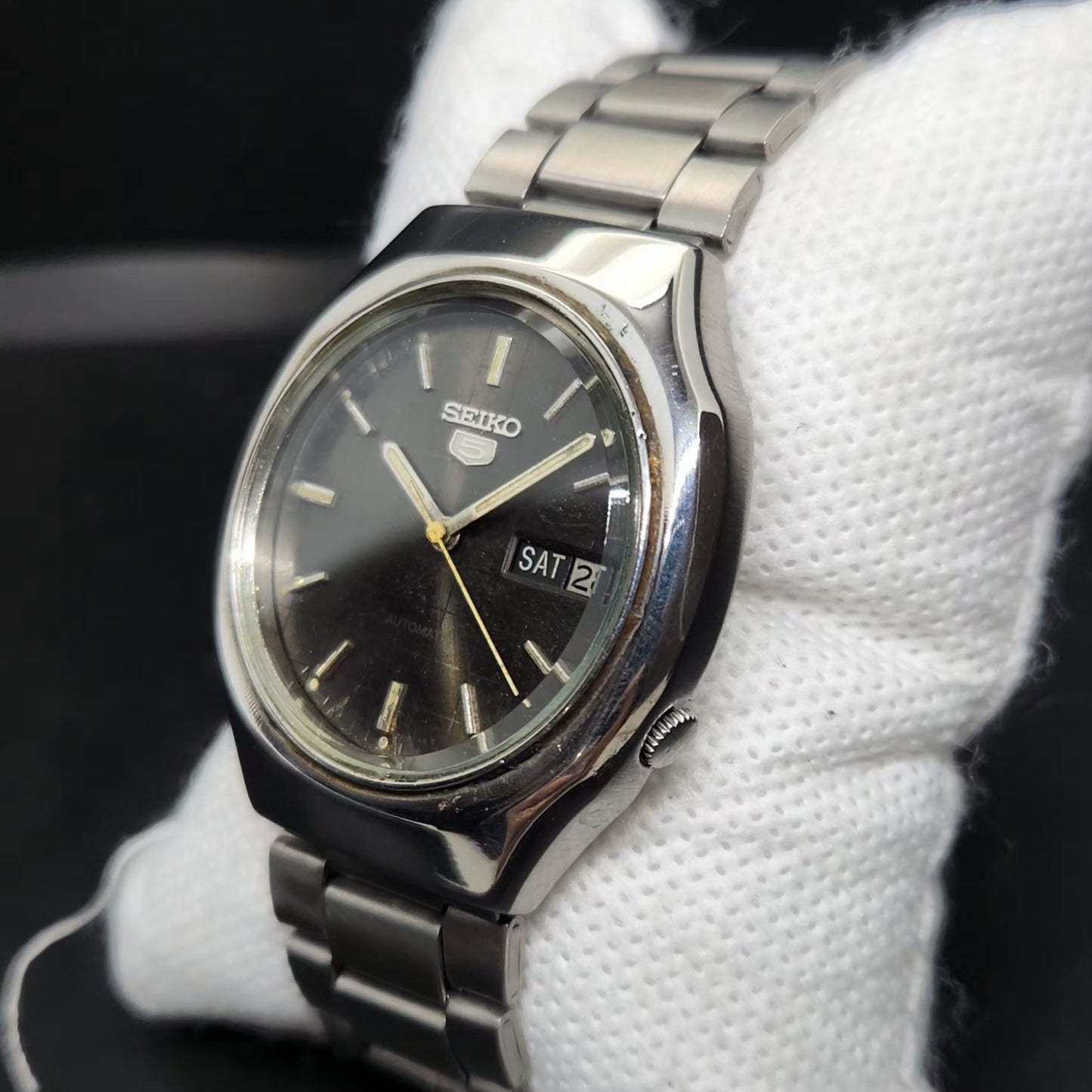 Vintage 1979 Original Seiko 5 Automatic 7009-5170 Black Face 17 Jewels Day-Date Japanese Men's Wrist Watch VS14