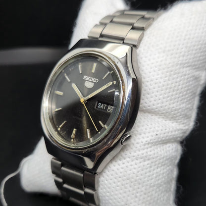 Vintage 1979 Original Seiko 5 Automatic 7009-5170 Black Face 17 Jewels Day-Date Japanese Men's Wrist Watch VS14