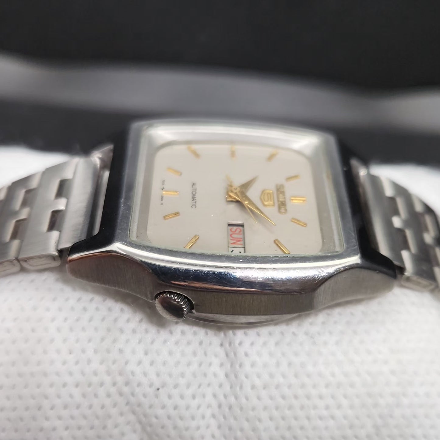 Vintage 1976 Original Seiko 5 Automatic 7009-3090 Grey Face 17 Jewels Day-Date Japanese Men's Wrist Watch VS15