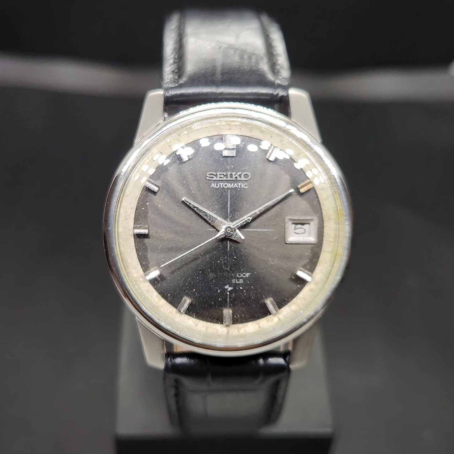 Vintage 1958 Original Seiko 5 Automatic 7625-8043 Black Face 17 Jewels Date Japanese Men's Wrist Watch VS19