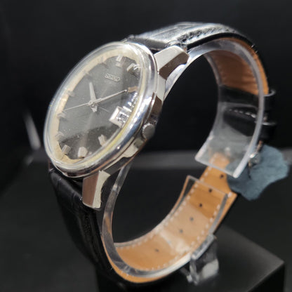 Vintage 1958 Original Seiko 5 Automatic 7625-8043 Black Face 17 Jewels Date Japanese Men's Wrist Watch VS19