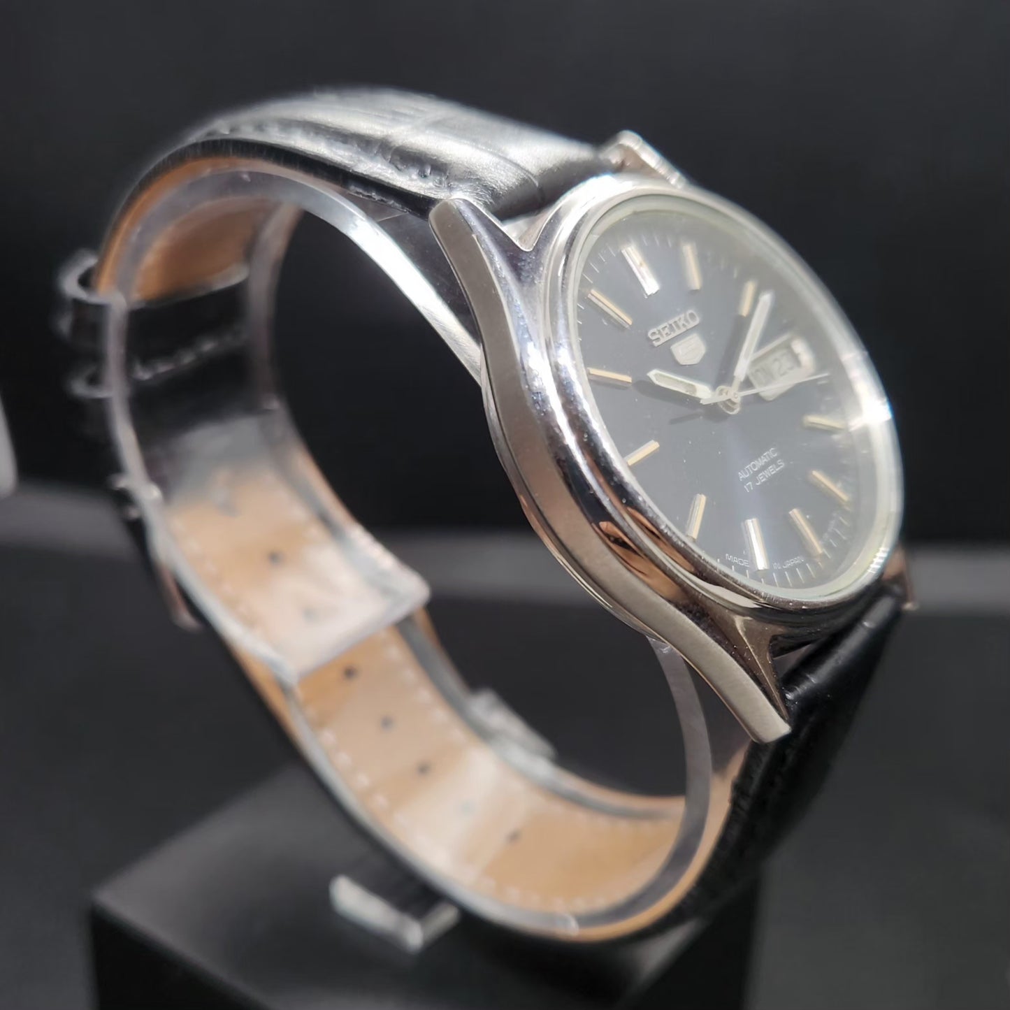 Vintage 1985 Original Seiko 5 Automatic 7009-3101 Blue Face 17 Jewels Day-Date Japanese Men's Wrist Watch VS20